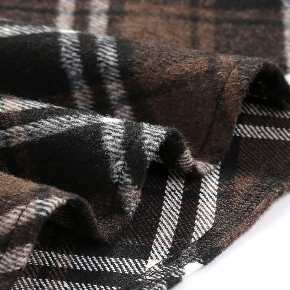 Ylingjun Long Tartan Plaid Wool A-line Skirt for Women with High Elastic Waist - Picture 8 of 10